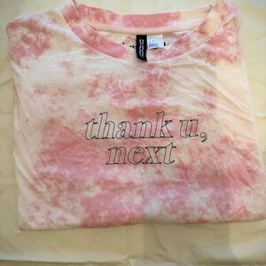 Ariana Grande “thank u, next” Pink and White Tie-Dye Tee